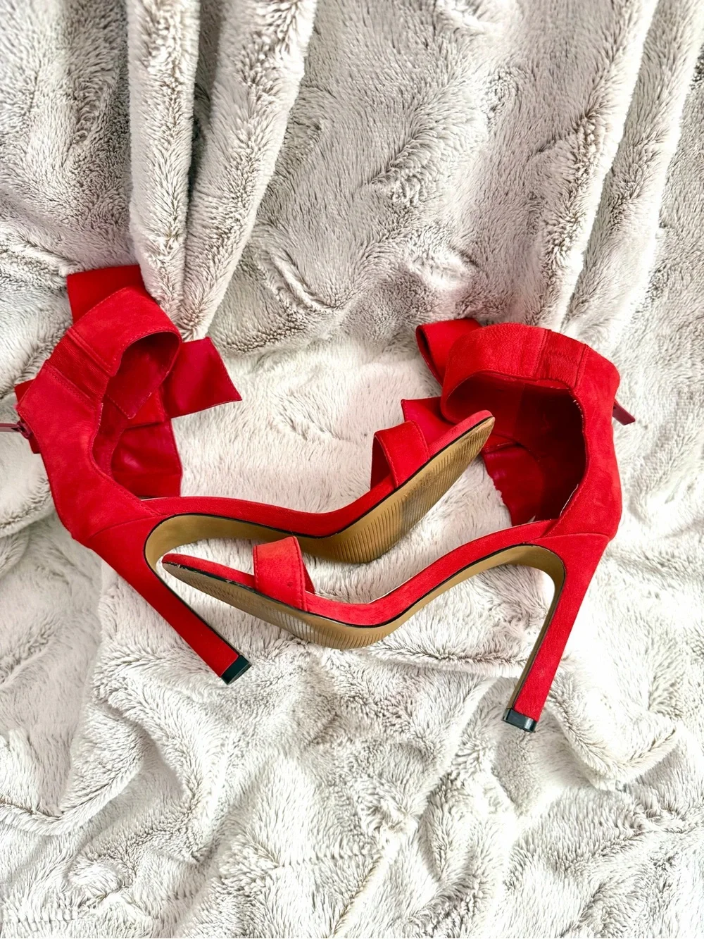 Betsey Johnson Friskyy Red Suede Leather High Heel Sandals